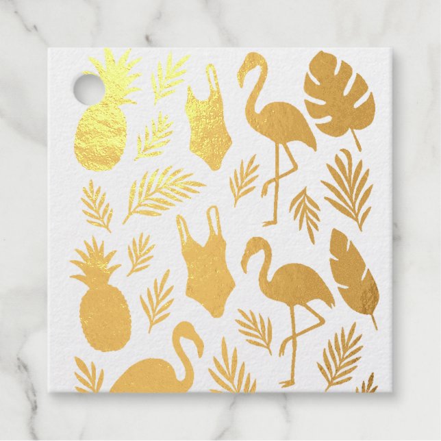 Tropical Foil Bachelorette Party Favour Tag (Front)