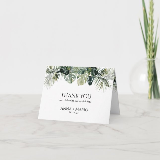 Tropical Folded Thank You Card – Botanical Design (Front)