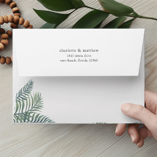Tropical Foliage 5x7 Wedding Return Address Envelopes