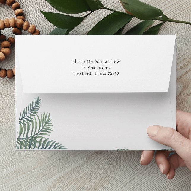 Tropical Foliage 5x7 Wedding Return Address Envelopes (Creator Uploaded)
