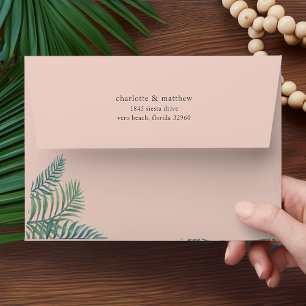 Tropical Foliage 5x7 Wedding Return Address Envelopes