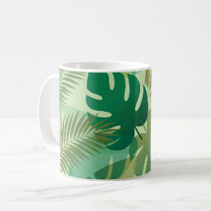 Tropical Foliage Airy Green Leaves Coffee Mug