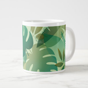 Tropical Foliage Airy Green Leaves Large Coffee Mug