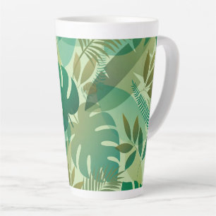 Tropical Foliage Airy Green Leaves Latte Mug