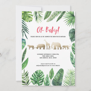 Tropical foliage and gold animals baby shower