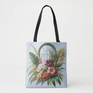 Tropical Foliage Arched Window Tote Bag