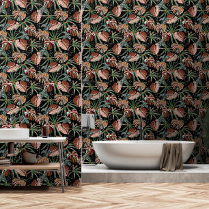 Tropical Foliage Bathroom Wallpaper