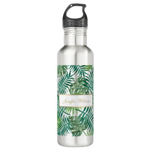 Tropical Foliage Botanical Leaves Pattern. 710 Ml Water Bottle