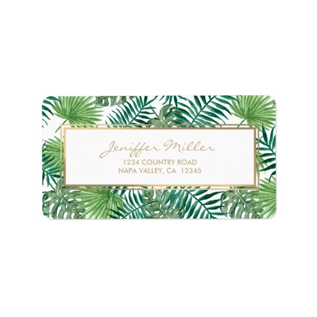 Tropical Foliage Botanical Leaves Pattern.         Label (Front)