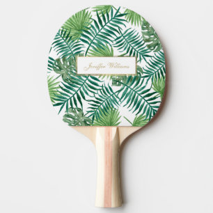 Tropical Foliage Botanical Leaves Pattern.         Ping Pong Paddle
