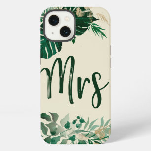 Tropical Foliage Bride's Trendy Mr & Mrs Matching iPhone 13 Case