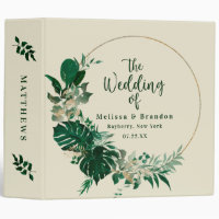 Tropical Foliage Circle Frame Wedding Photo Album