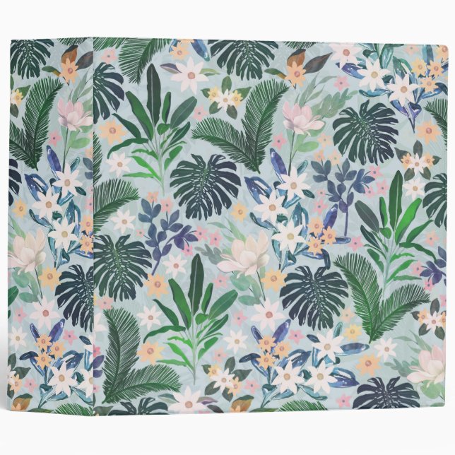 Tropical Foliage Floral Pattern Binder (Front/Spine)