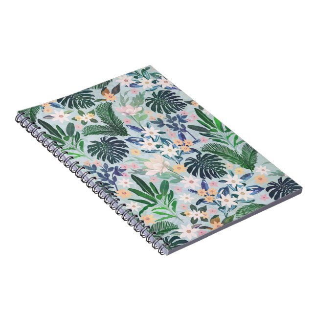 Tropical Foliage Floral Pattern Notebook (Right Side)