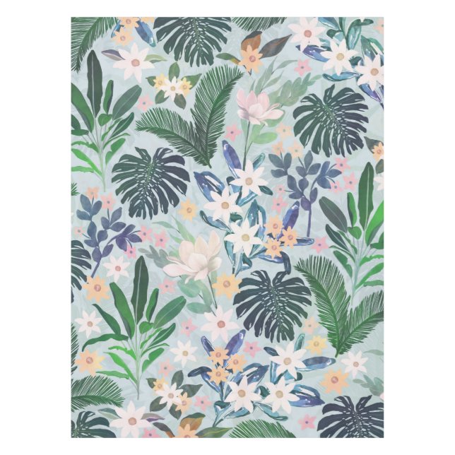 Tropical Foliage Floral Pattern Tablecloth (Front)