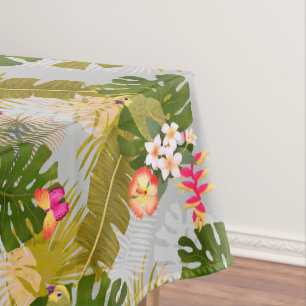 Tropical Foliage Garden Grey Tablecloth