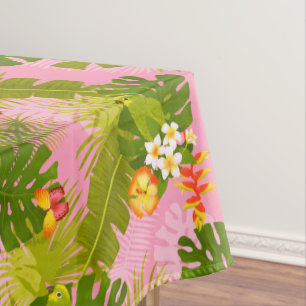 Tropical Foliage Garden Pink Tablecloth