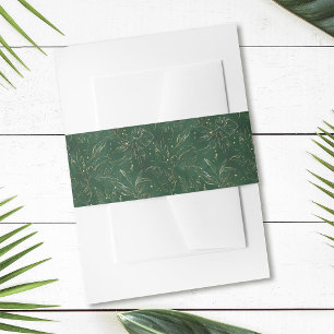 Tropical Foliage Gold and Green Wedding Invitation Belly Band