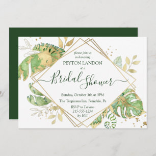Tropical Foliage & Gold Elegant Bridal Shower Invitation