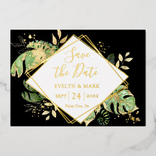 Tropical Foliage Gold Foil Save the Date