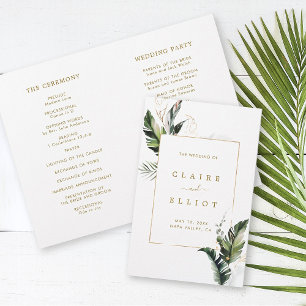 Tropical Foliage Gold Mariage programme de cérémon
