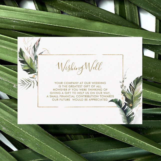 Tropical Foliage Gold Wedding Wishing Well Enclosure Card (Creator Uploaded)