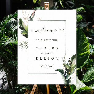 Tropical Foliage Green Wedding Welcome Sign