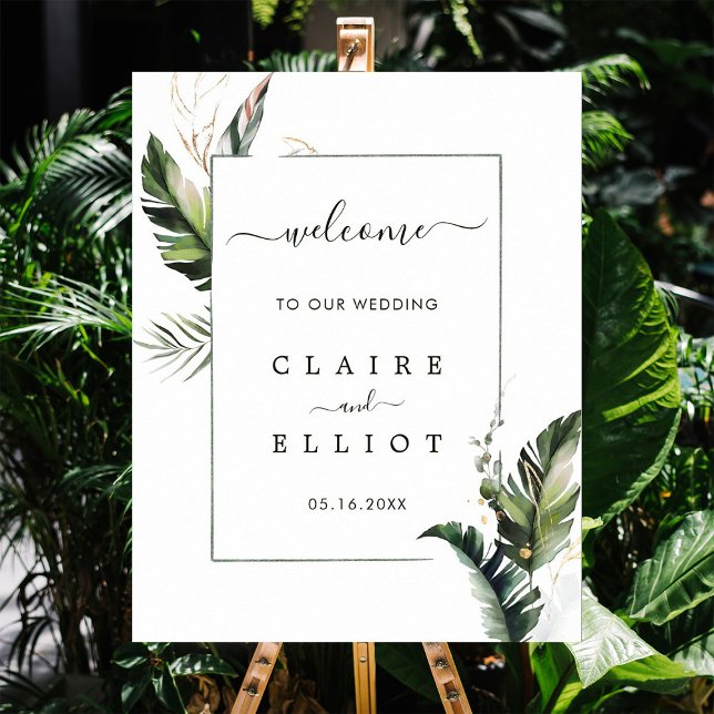 Tropical Foliage Green Wedding Welcome Sign (Creator Uploaded)