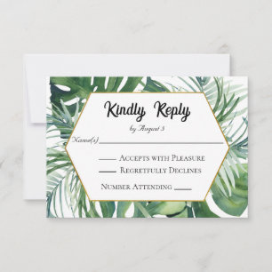 Tropical Foliage Greenery Wedding RSVP