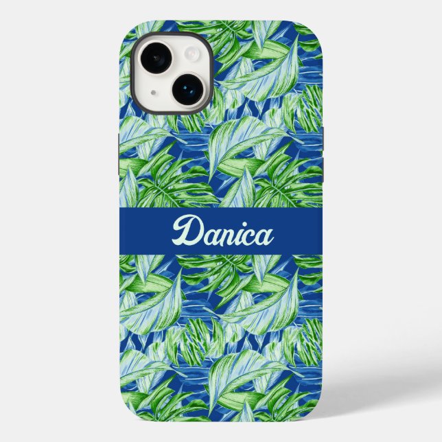 Tropical Foliage in Green and Blue Case-Mate iPhone Case (Back)
