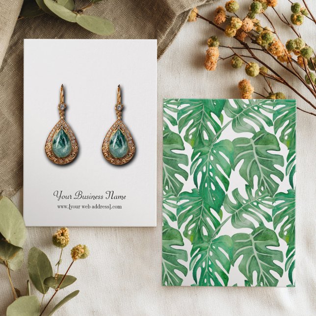 Tropical Foliage Leaves Custom Earring Card (Creator Uploaded)