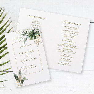 Tropical Foliage Mariage Gold Ceremony Programme