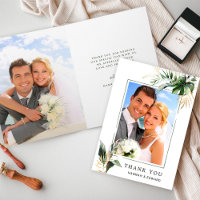 Tropical Foliage Mariage Photo Gold Carte de remer