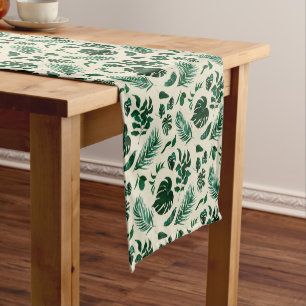 Tropical Foliage Modern Greenery & Leaves Pattern Short Table Runner