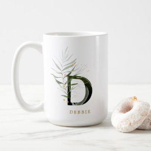 Tropical Foliage Monogram Letter "D" Personalized Coffee Mug