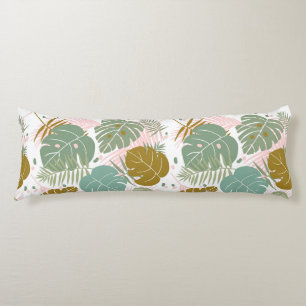 Tropical Foliage - Monstera And Palm Leaf Pattern Body Pillow