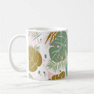 Tropical Foliage - Monstera And Palm Leaf Pattern Coffee Mug