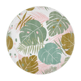 Tropical Foliage - Monstera And Palm Leaf Pattern Cutting Board