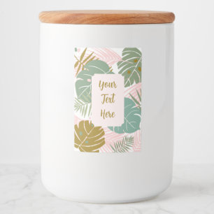 Tropical Foliage - Monstera And Palm Leaf Pattern Food Label