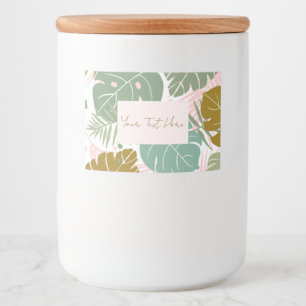 Tropical Foliage - Monstera And Palm Leaf Pattern Food Label