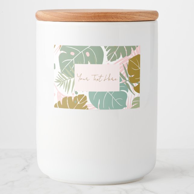 Tropical Foliage - Monstera And Palm Leaf Pattern Food Label (Front)