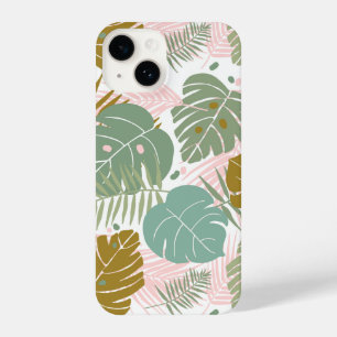 Tropical Foliage - Monstera And Palm Leaf Pattern iPhone 14 Case