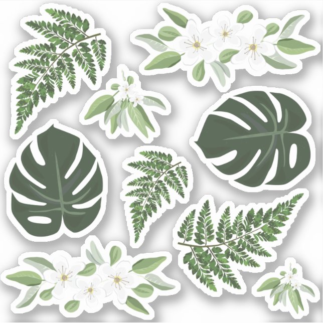 Tropical Foliage Monstera Fern Flowers (Front)