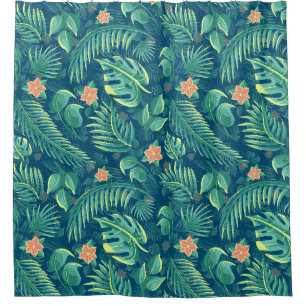 Tropical Foliage Motif rideau de douche