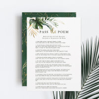 Tropical Foliage Pass the Poem Bridal Shower Game