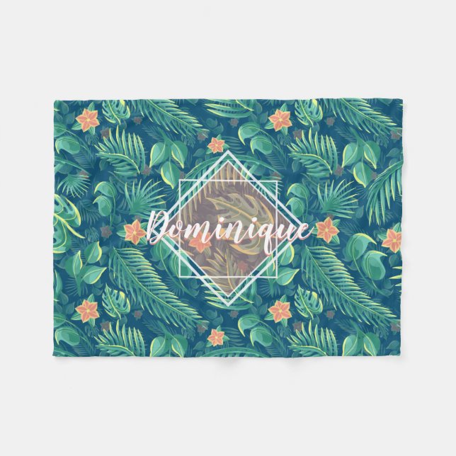 Tropical Foliage Pattern Blanket (Front (Horizontal))