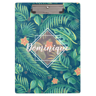 Tropical Foliage Pattern Personalized Clipboard