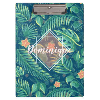 Tropical Foliage Pattern Personalized Clipboard