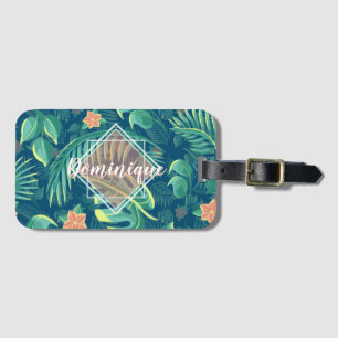 Tropical Foliage Pattern Personalized Luggage Tag
