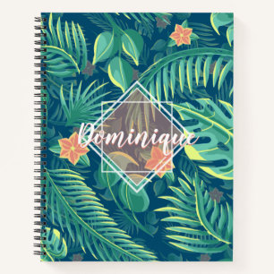 Tropical Foliage Pattern Personalized Notebook